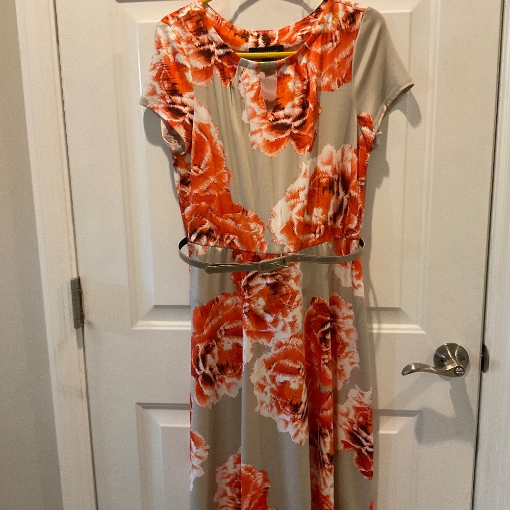 Perceptions belted short sleeve dress. Size 10P